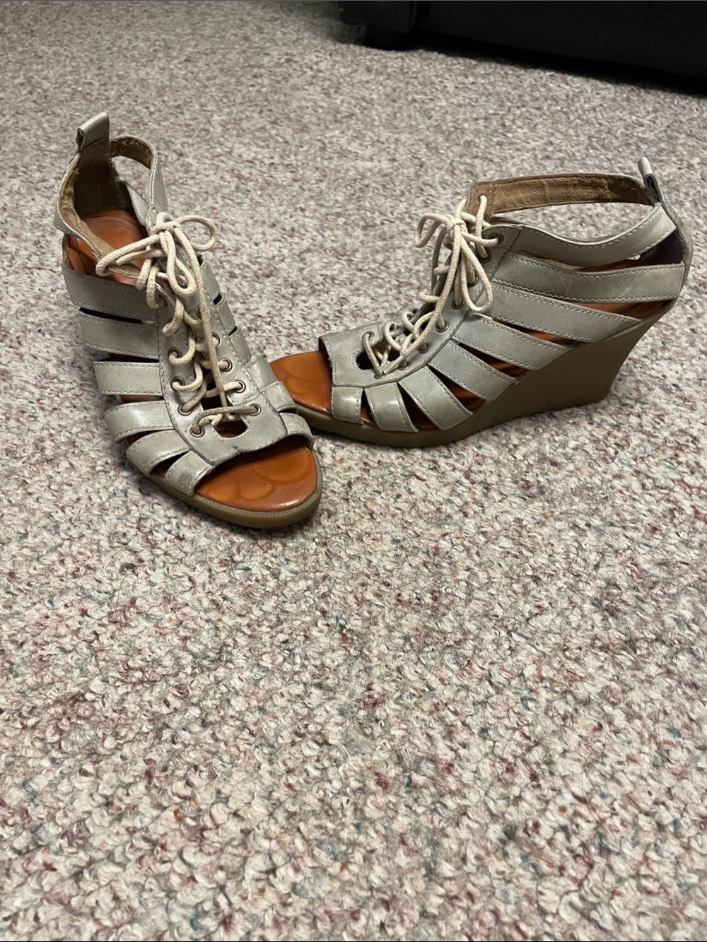 Dr martens grey leather Lace-Up Wedge heel Sandals